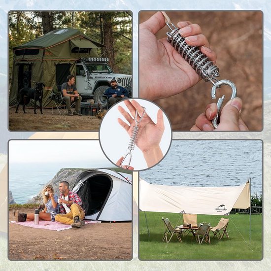 4x Tenttrekveer - Campingtent - Spanveer - Zonnezeil - Luifelspanveren - Veergesp Met Hoge Sterkte - Bevestigingsaccessoires Voor Campingtent - Trekveer Met Dubbele Haak - Veer Voor Tenten, Luifels, Boten, Caravans - Stevig & Duurzaam van Bo-Camp — afbeelding 4