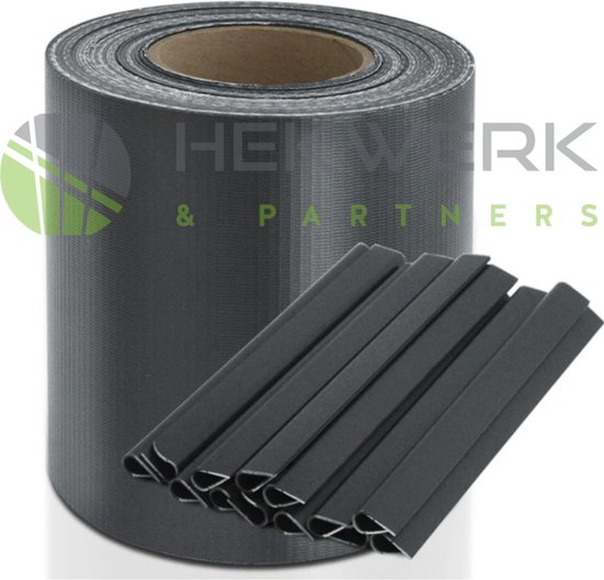 Bande Brise-Vue En Pvc - 35 M X 19 Cm - Brise-Vue Pour Clôture Double Fil - Avec 30 Clips De