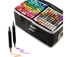 Extralink - Dual-Tip Markers - Twinmarkers - Alcohol Markers - Kleurstiften - Stiften voor Volwassenen - Etui - 204 Stuks