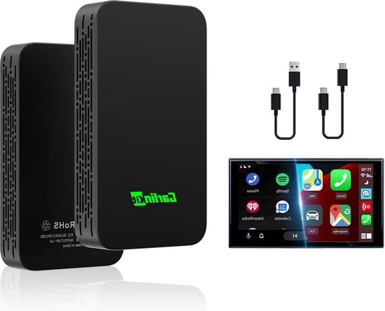 Carlinkit 5.0 Draadloze CarPlay und Android Auto 2 in 1 Adapter, Voor auto's bedraad Apple CarPlay of bedrade Android Auto Functie, (Modeljaar: 2017 tot 2024) Ondersteuning voice assistent, navigatie