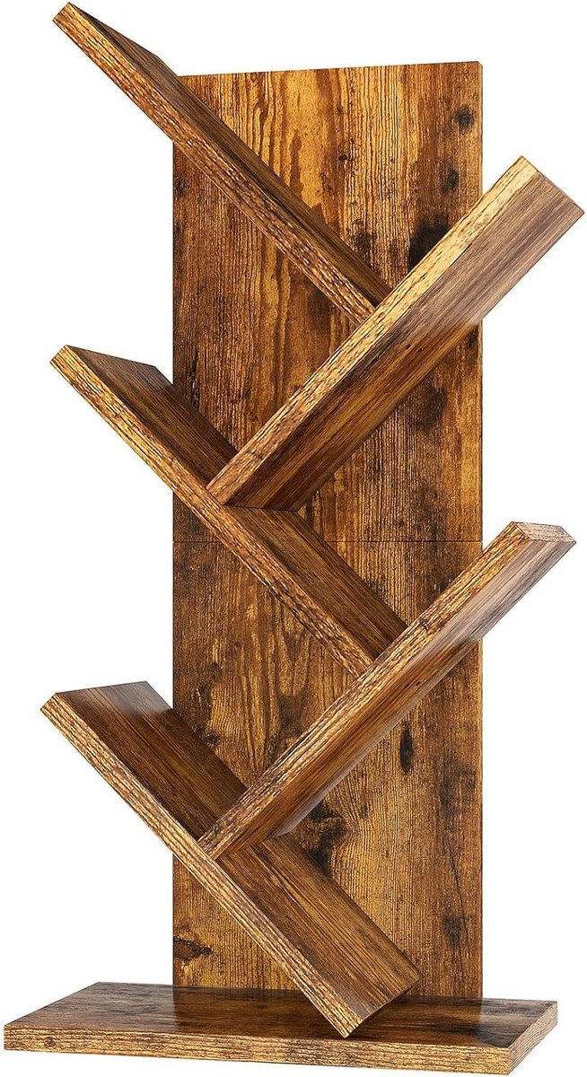 Moderne Houten Opbergkast met 4 Planken voor Boeken-Films-Cd's - Rustiek Bruin book seat