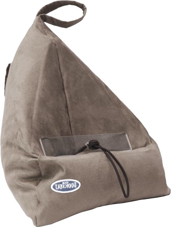 Leeszak boeksteun - boekenkussen - Tablet PC houder - reiskussen met tas - mokka book seat