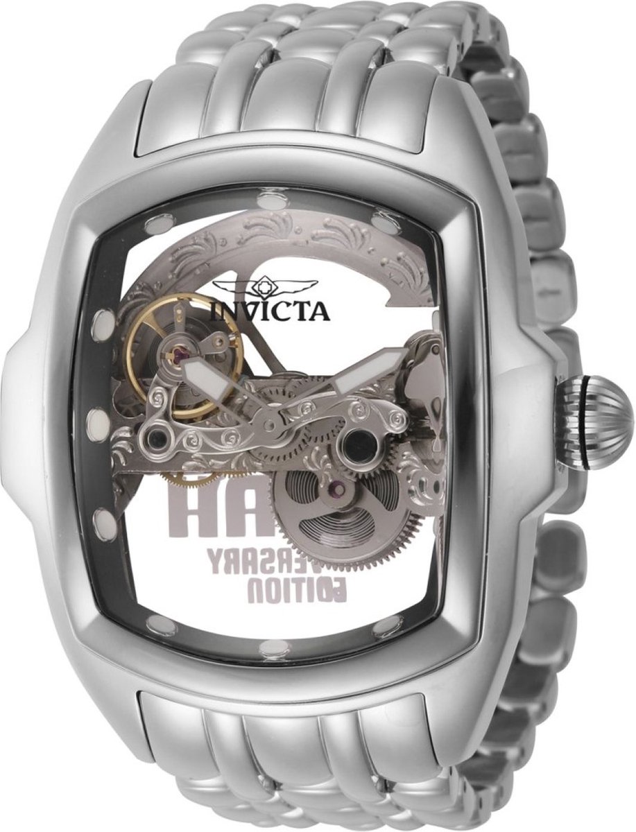 Invicta Lupah 45894 Heren Horloge - Waterdicht - Analoog - Automatisch Uurwerk - Roestvrij Staal met zwarte Wijzerplaat -50mm