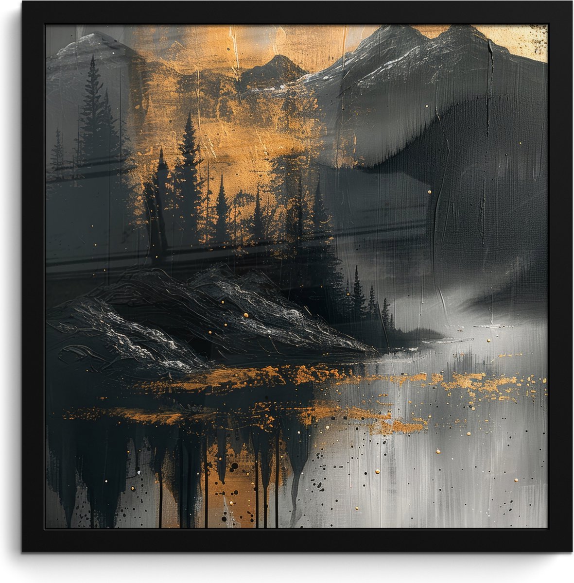 FrameYourWall Poster in lijst - Fotolijst 40x40 cm - Posters - Natuur - Abstract - Landschap - Modern - Posterlijst zwart - Decoratie - Wanddecoratie woonkamer - Muurdecoratie slaapkamer