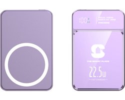 The smart place® Powerbank 10.000 mAh - Snelladen - Paars - Magnetisch & Draadloos – USB-C/USB-A – LED Display – Geschikt voor iPhone & Android – Universeel Noodpakket