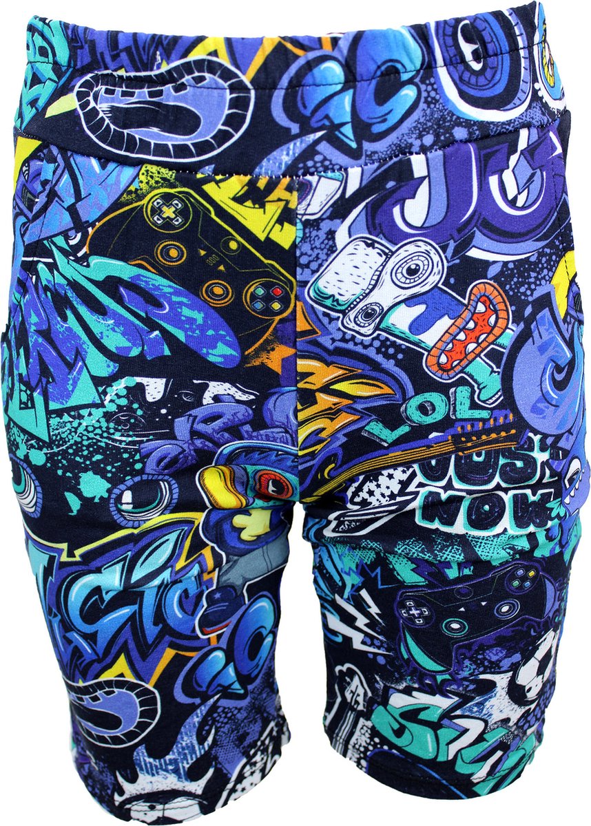 S&C Broekje Short Graffiti blauw Kids & Kind Jongens Blauw - Maat: 98/104