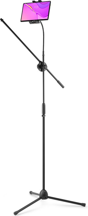 Foto: Vonyx ms10th microfoon standaard tripod microfoonstatief met tablethouder verstelbaar zwart