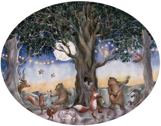 Papier peint fête des animaux cercle 15x0 cm | Pour chambre de Bébé et d'enfant | Fabriqué aux Pays-Bas | Propre conception | Design de brise-cœur