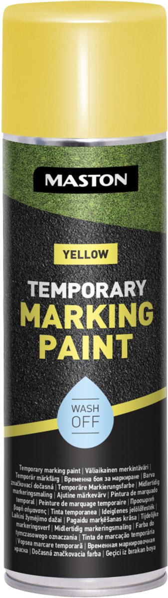 Maston Temporary Marking Paint - Mat - Geel - Tijdelijke Markeringsspray - 500 ml - spuitbus verf