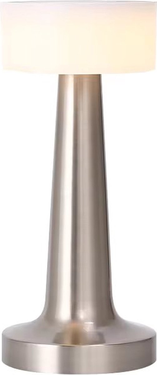 Luxus Europe - Draadloze Tafellamp Touch - Isabel - Zilver - 21cm - Tafellamp Slaapkamer - Decoratieve tafellamp - Oplaadbaar - Dimbaar