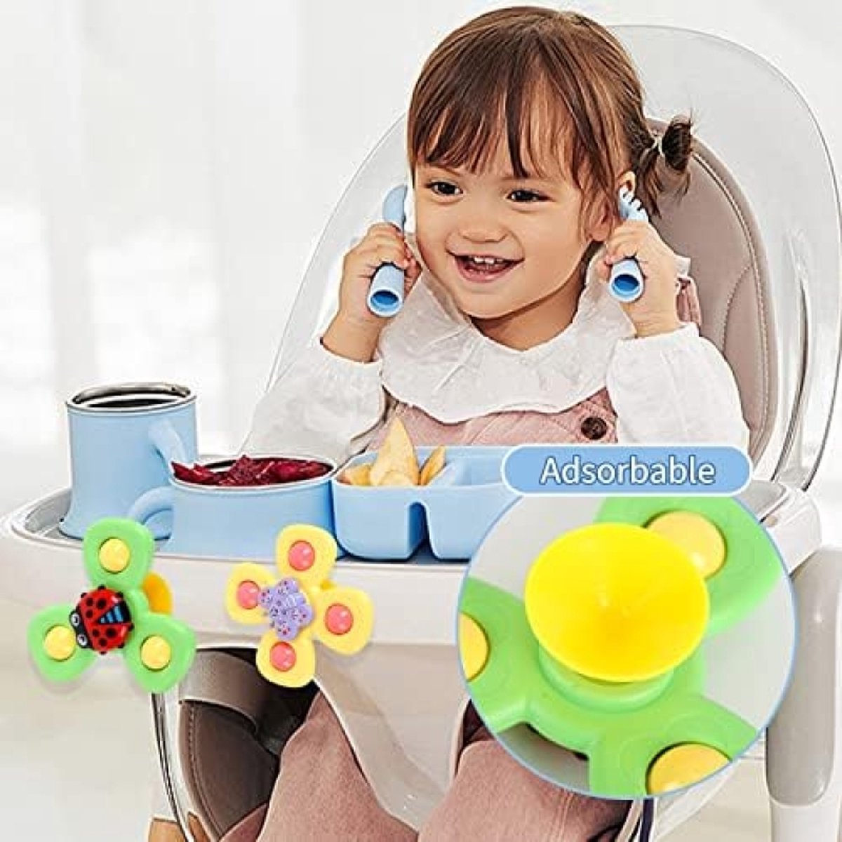 3pcs Jouet Fidget sensoriels, Jouets de bain ventouses Spinner, Cadeaux anniversaire noel pour