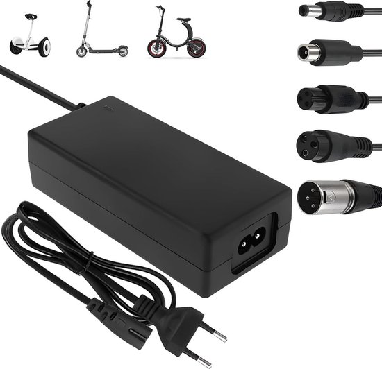 Oplader Voor Elektrische Steps - 36V/42V 2A Universele Oplader - Met 5 Batterijlader Connectoren - Elektrische Fiets Opladers - Hoverboard Drift Trikes - Elektrische Scooter Hoverboard Loopfiets - Geschikt Voor Xiaomi Mi Mijia M365 - 84W Max