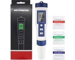 Qatrixx LCD Digitale PH Meter Water Waterdichte Tester - Tester Bodemtestkit - Tuin Automatische Temperatuurcompensatie - 5 in 1