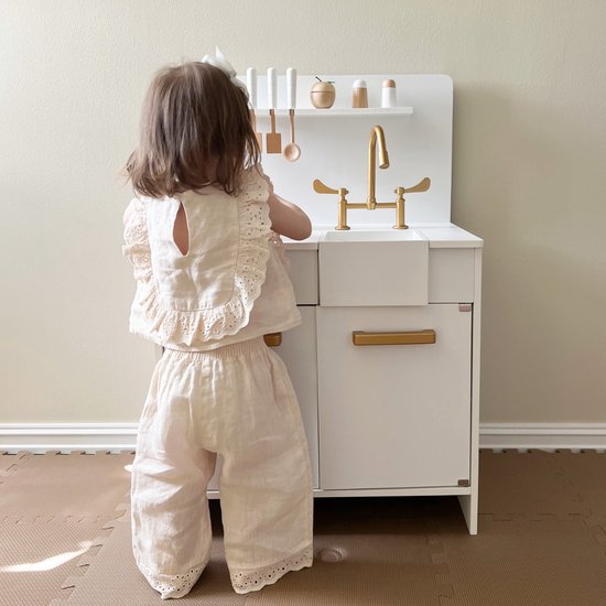 Petite Amélie Speelkeuken Wit - Kinderkeuken incl. 7 Keukenaccessoires - H 83,5 cm