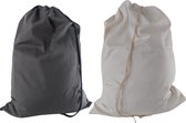 Sacs à linge en coton Bluvardi lot de 2 - XXL -coton naturel- anthracite