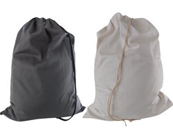 Bluvardi katoenen waszakken set van 2 stuks - XXL -natural cotton- antracit