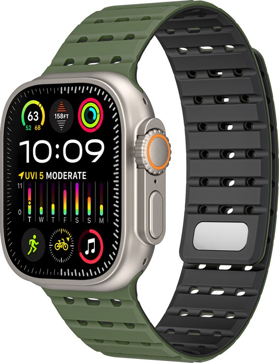 Magnetic Band Army Green Compatible with Apple Watch 49mm 46mm 45mm 44mm 42mm Series 3 2 1 Soft Silicone Sport Strap for Apple Watch Ultra