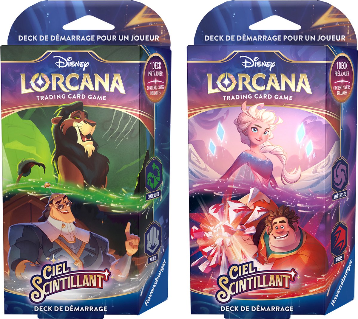Disney Lorcana JCC : Ciel Scintillant - Display de Deck de démarrage (8 Decks) - FR