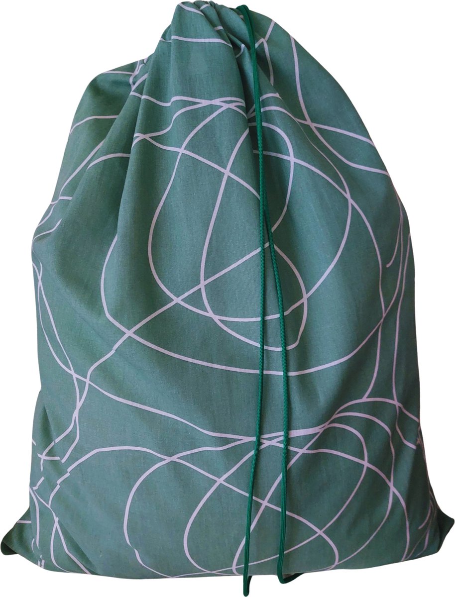 Goedkoopste Katoenen waszak -XL - met trekkoord - groen infinity
