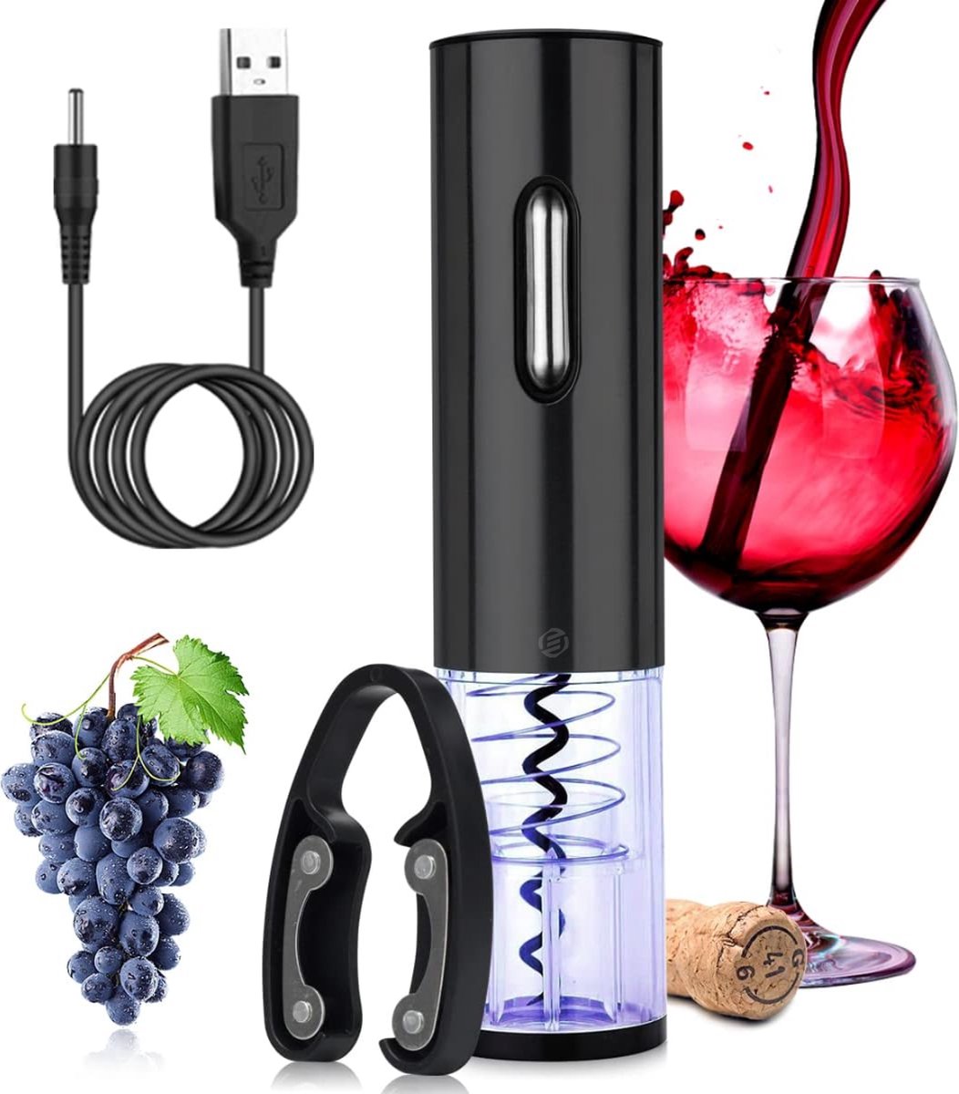 Equivera Elektrische Kurkentrekker Set - Automatische Wijnopener - Wijn Accessoires - Flessenopener - Cadeautip - Premium