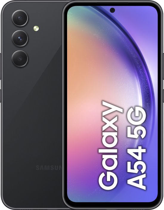 Samsung Galaxy A54 5G smartphone 128GB Awesome Graphite, waterdicht, Gorilla Glass, 6.4″ AMOLED, 3 camera’s, 5000mAh batterij