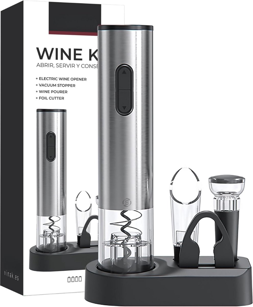 Equivera Elektrische Kurkentrekker Set - Automatische Wijnopener - Wijn Accessoires - Flessenopener - Cadeautip - Premium