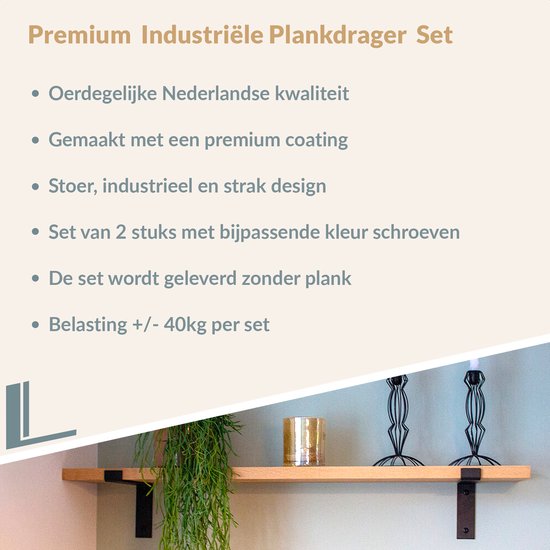 Marcellis - Industriële plankdrager - Voor plank 15cm - roestvrij staal - incl