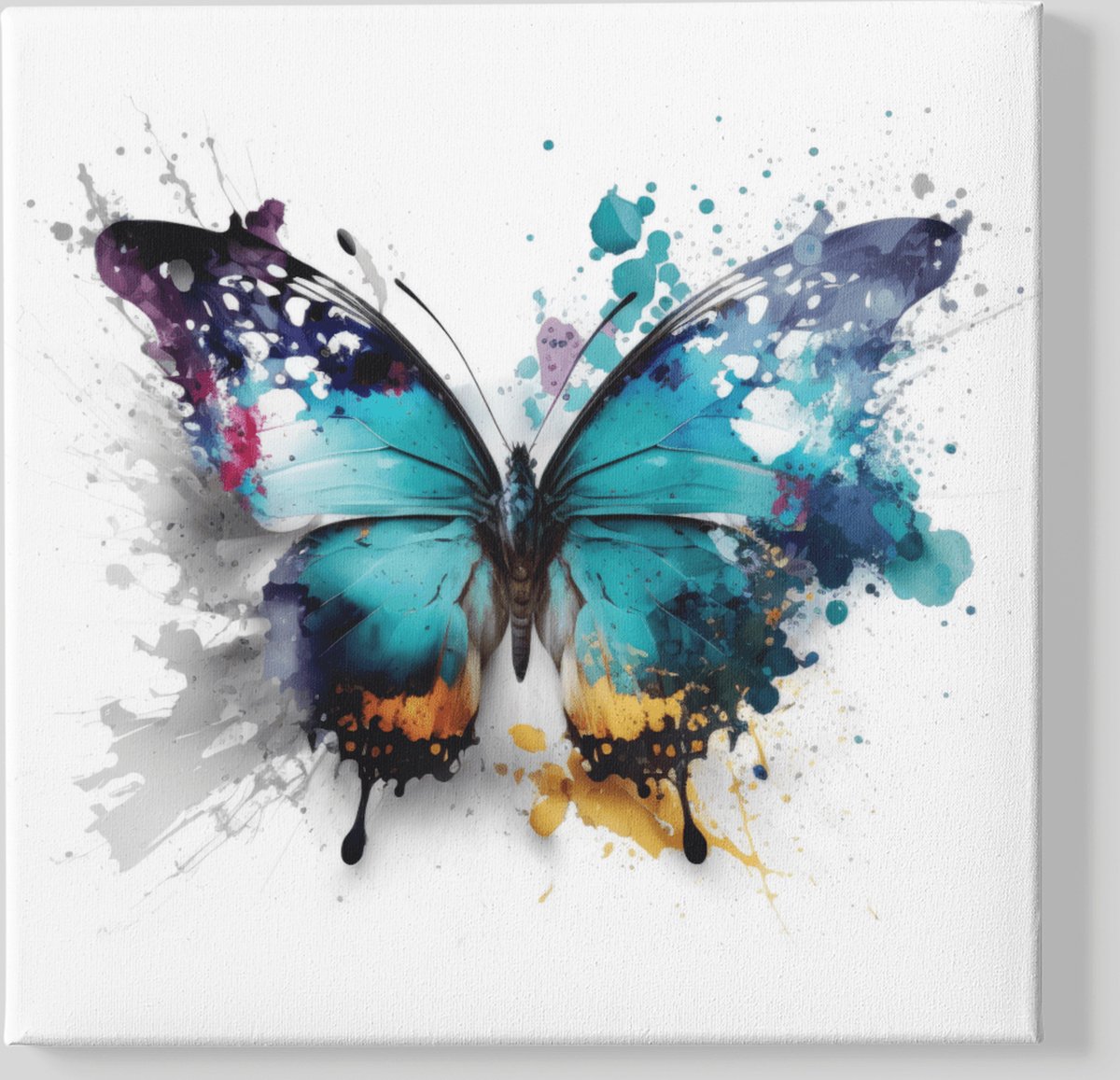 Trendex Global Vierkant Canvas Schilderij - Vlinder - Abstract - Kleurrijk - 100x100x2 cm