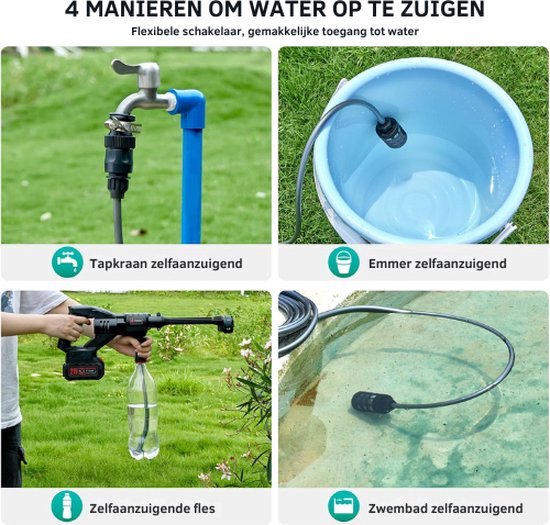 Draadloze Hogedrukreiniger - Accu - Hogedrukrpuit - Draagbaar - Inclusief 15000mAh Batterij - Complete Set - Universele Aansluiting - Zwart van Vortex Max Clean — afbeelding 5