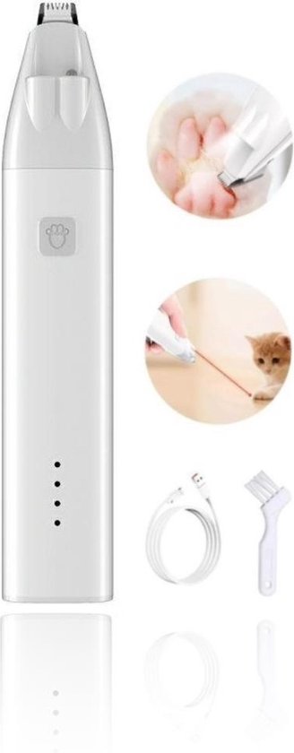 Foto: Hondentondeuse met laser fucntie dierentondeuse honden tondeuse honden trimset hondentrimmer voor hond kat incl opzetstuk draadloos wit