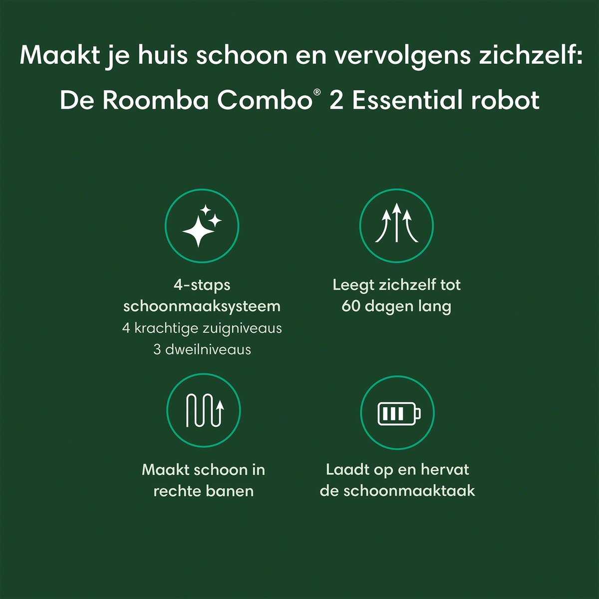 Afbeelding 2 van iRobot Roomba Combo® 2 Essential + AutoWash Dock - Robotstofzuiger met Dweilfunctie - Wit- Y0512