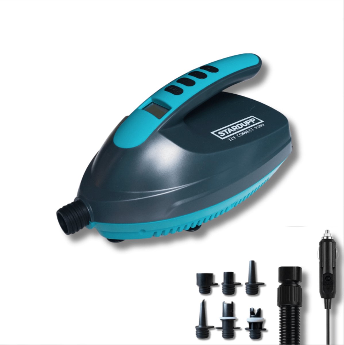 Stardupp Connect Universele Elektrische pomp 12V 16 PSI | Digitaal Display | Automatische Uitschakeling | 3m Stroomkabel | Voor SUP Boards, Kajak, Boten & Drijvende Platformen