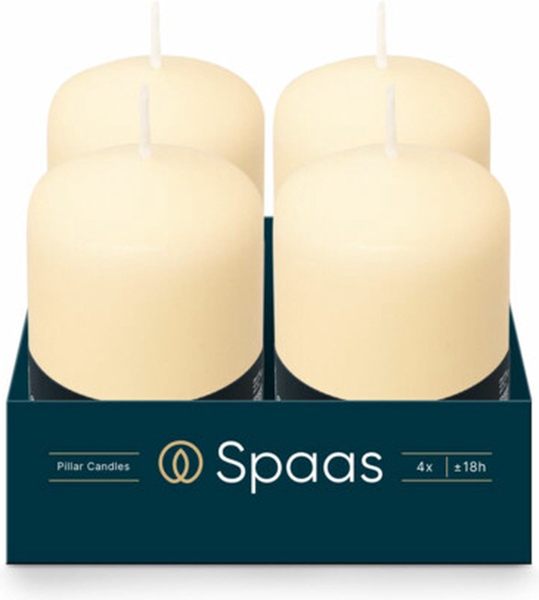 SPAAS Cilinderkaars Ivoor 50/80 mm ± 18 branduren - 12 x 1 stuk - Voordeelverpakking