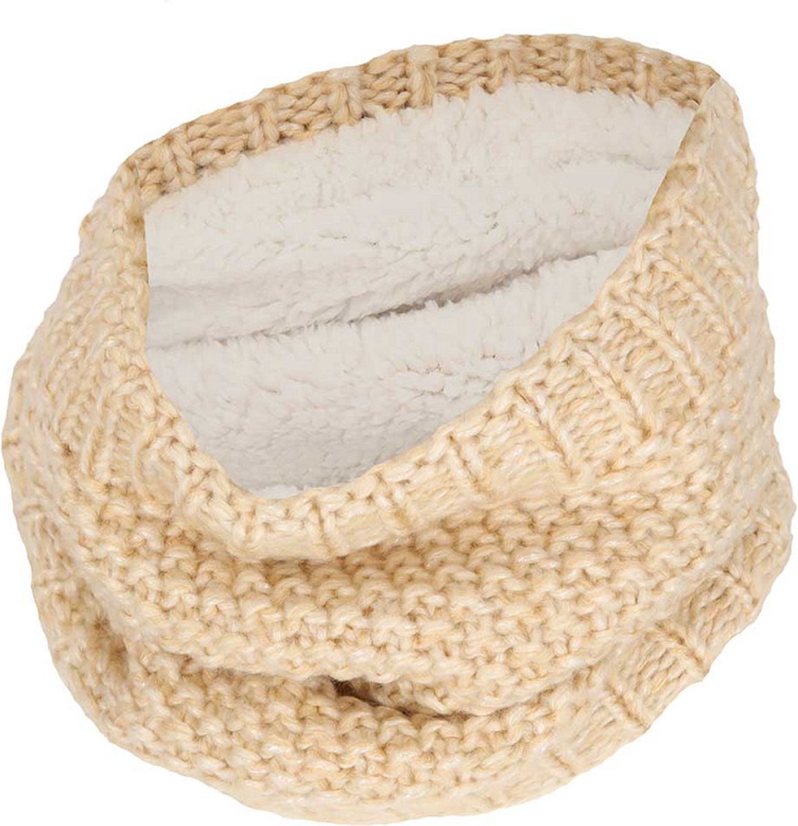 Colsjaal Meisjes Winter Colsjaal Effen Colsjaal Met Fleece Voering Beige-Sand