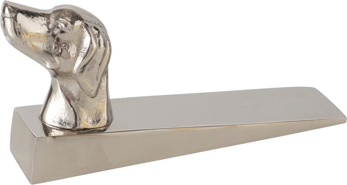 Deurstopper hondje zilver aluminium Boltze 15 cm