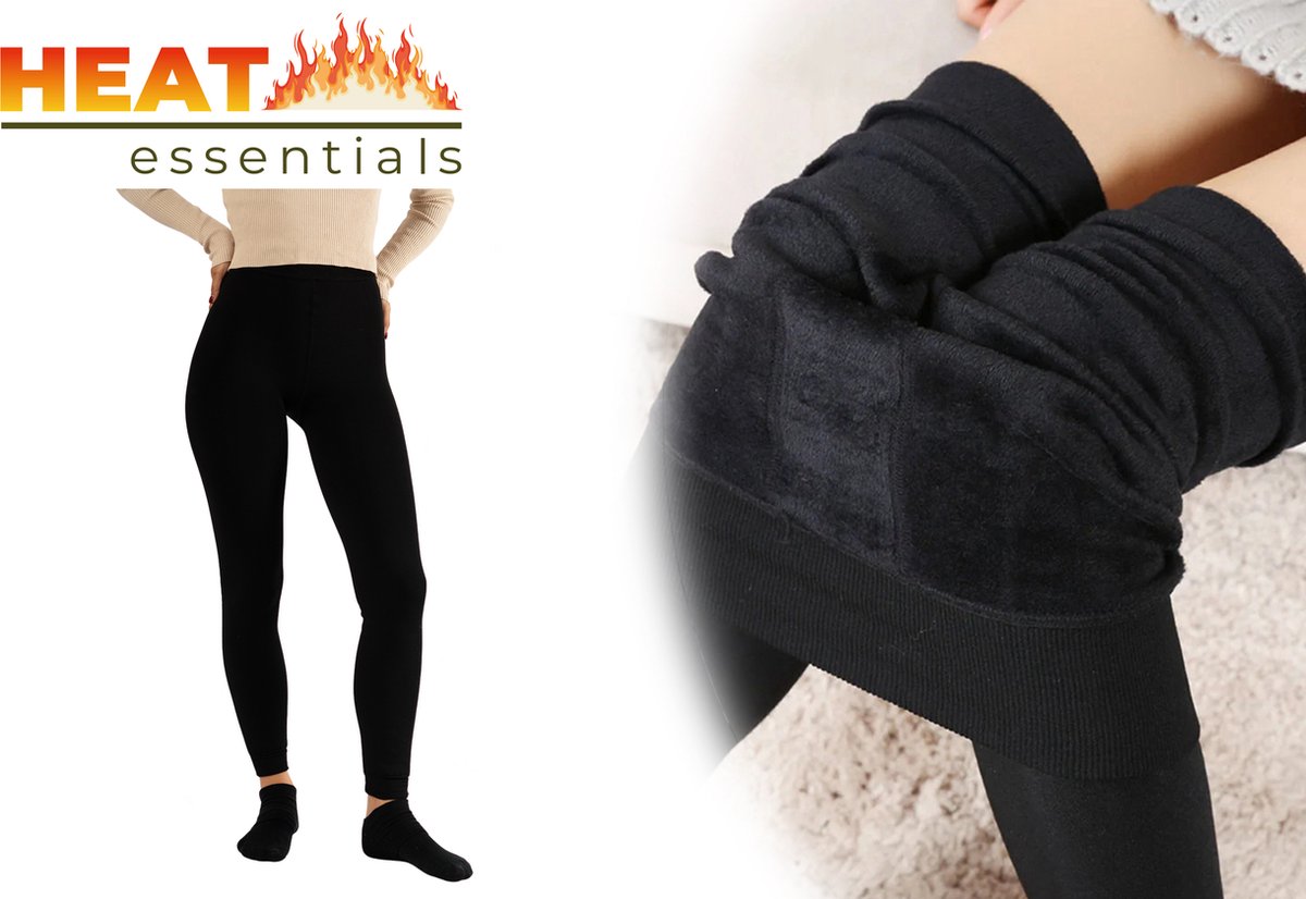 THERMO LEGGING DAMES - ZWART - Maat S/M - Thermo broek - Fleece legging - Winterkleding dames - Thermo kleding - Winter legging - Gevoerde legging - Warme legging - Dikke fleece legging - Dames kleding