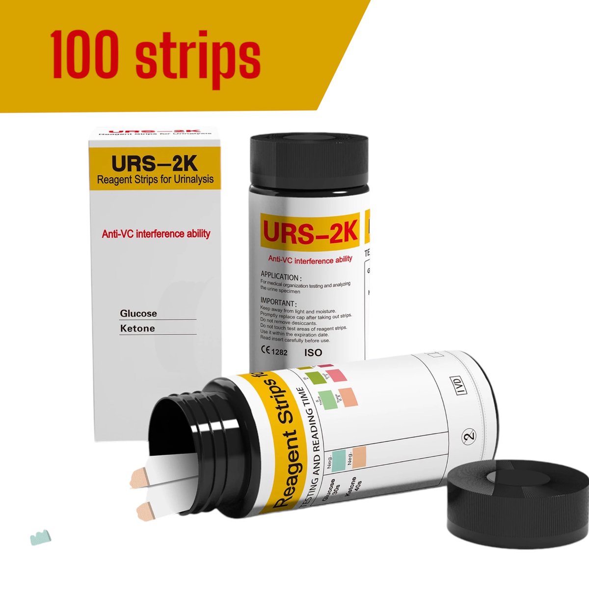 Goedkoopste 2 in 1 Ketonentester - Ketose strips - Glucosemeter - Glucose strips - 100 strips - Urine zelftest - Keto dieet - afvallen