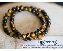 Tijgeroog Armband 6mm, edelstenen - Perfect cadeau voor mannen en vrouwen - Inclusief uitleg - Spiritueel - Tigereye - Intuïtie - Zelfvertrouwen - Beslissingen - Studiesteen - Opmerkzaamheid - Angsten - 100% NATUURLIJK