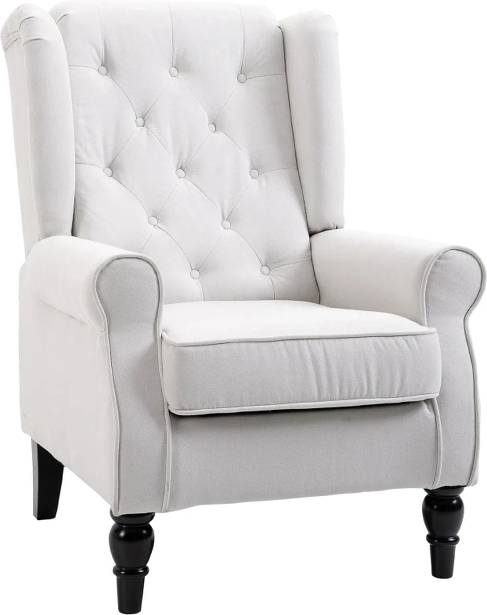 Fauteuil - Relaxstoel - Relaxfauteuil - Stoel - Met armleuning - Voor één Persoon - Crèmewit