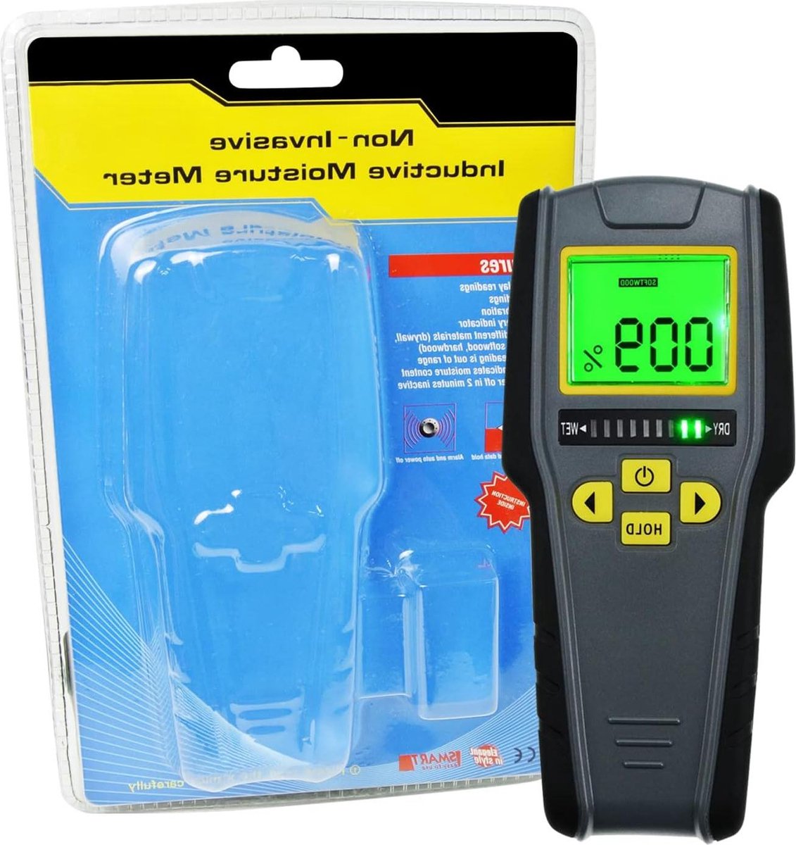 Digitale Vochtigheidsmeter - Meet vochtigheid in hout en bouwmateriaal met LCD Display