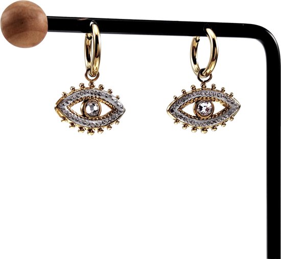 Boucles D'oreilles Pendantes Mauvais œil - Acier Inoxydable Or - Cadeau Femme