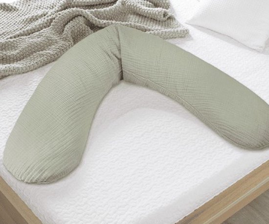 THERALINE voedingskussen Original met een zachte hoes van muslin - Sage van Theraline — afbeelding 2