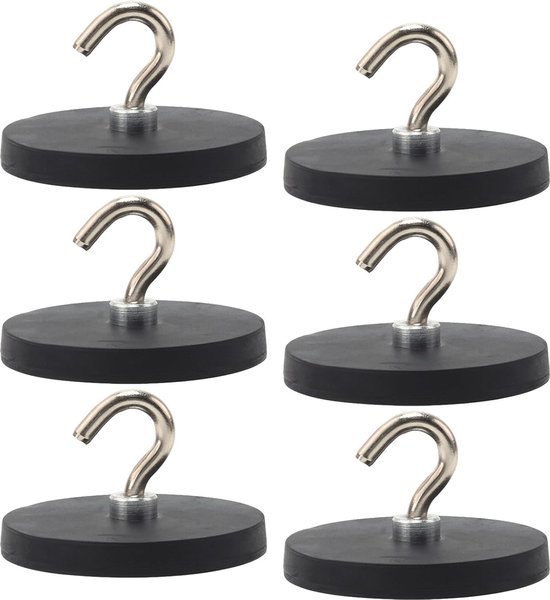 Grote Magneethaken Voor Wandmontage - Geen Boren Nodig, 70 Mm Rubber Magneten Dubbele Haak Voor Zware Belastingen Ideaal Voor Ladders Fietsen En Tuin Gereedschap Grote Magneethaken Voor Wandmontage - Geen Boren Nodig, 70 Mm Rubber Magneten Dubbele Haak Voor Zware Belastingen Ideaal Voor Ladders Fietsen En Tuin Gereedschap