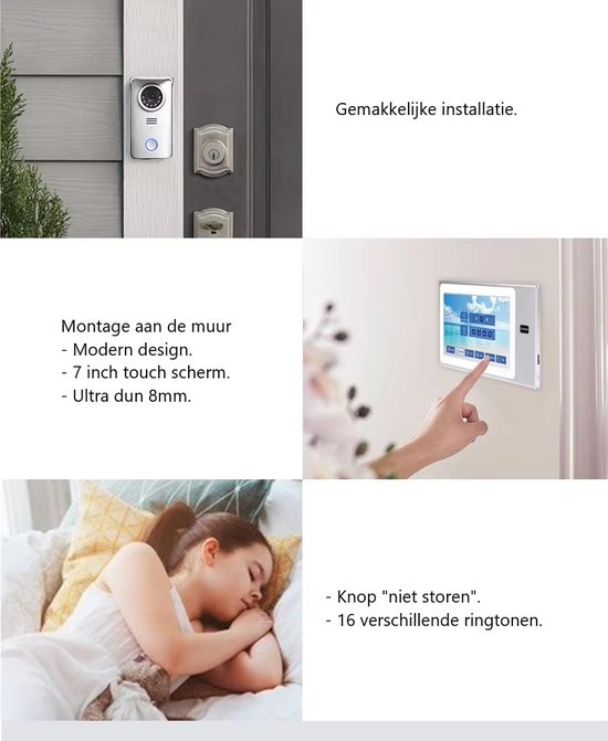 Home-Locking binnen bedieningspaneel 7" voor deur videofoon 4 draads met aanraak scherm.DT-1123B — afbeelding 3