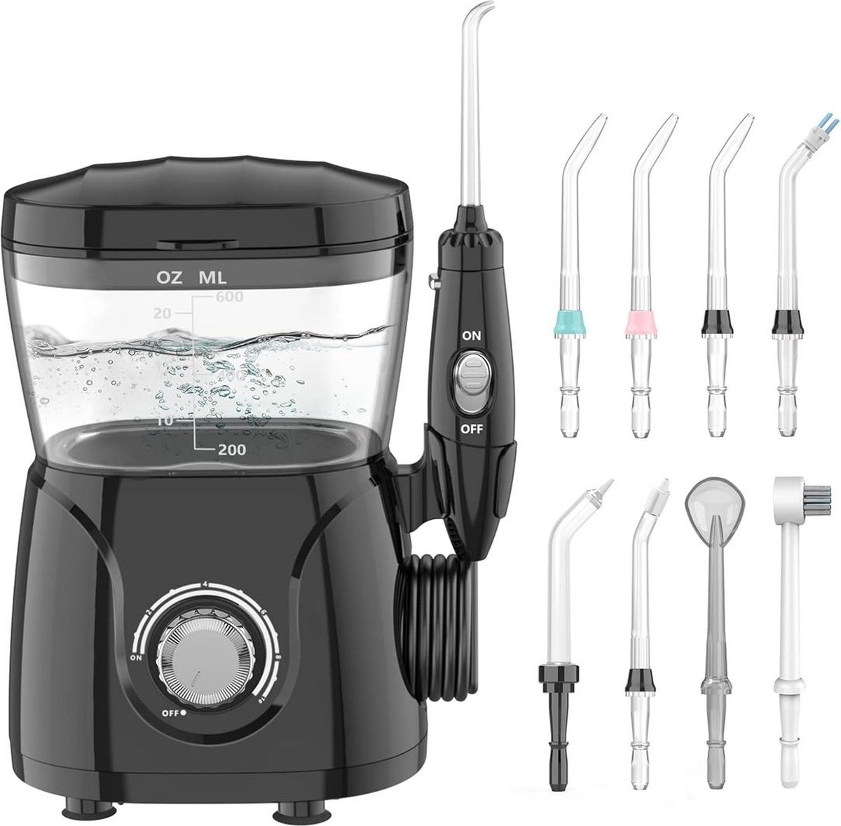 Waterflosser - Water Flosser met 5 Sproeiers - Monddouche Draadloos - Zwart