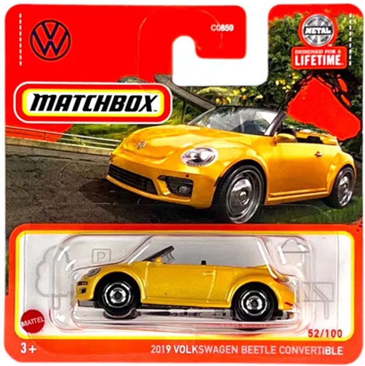 MATCHBOX 2019 VOLKSWAGEN BEETLE CONVERTIBLE YELLOW 52-100 (1:64)