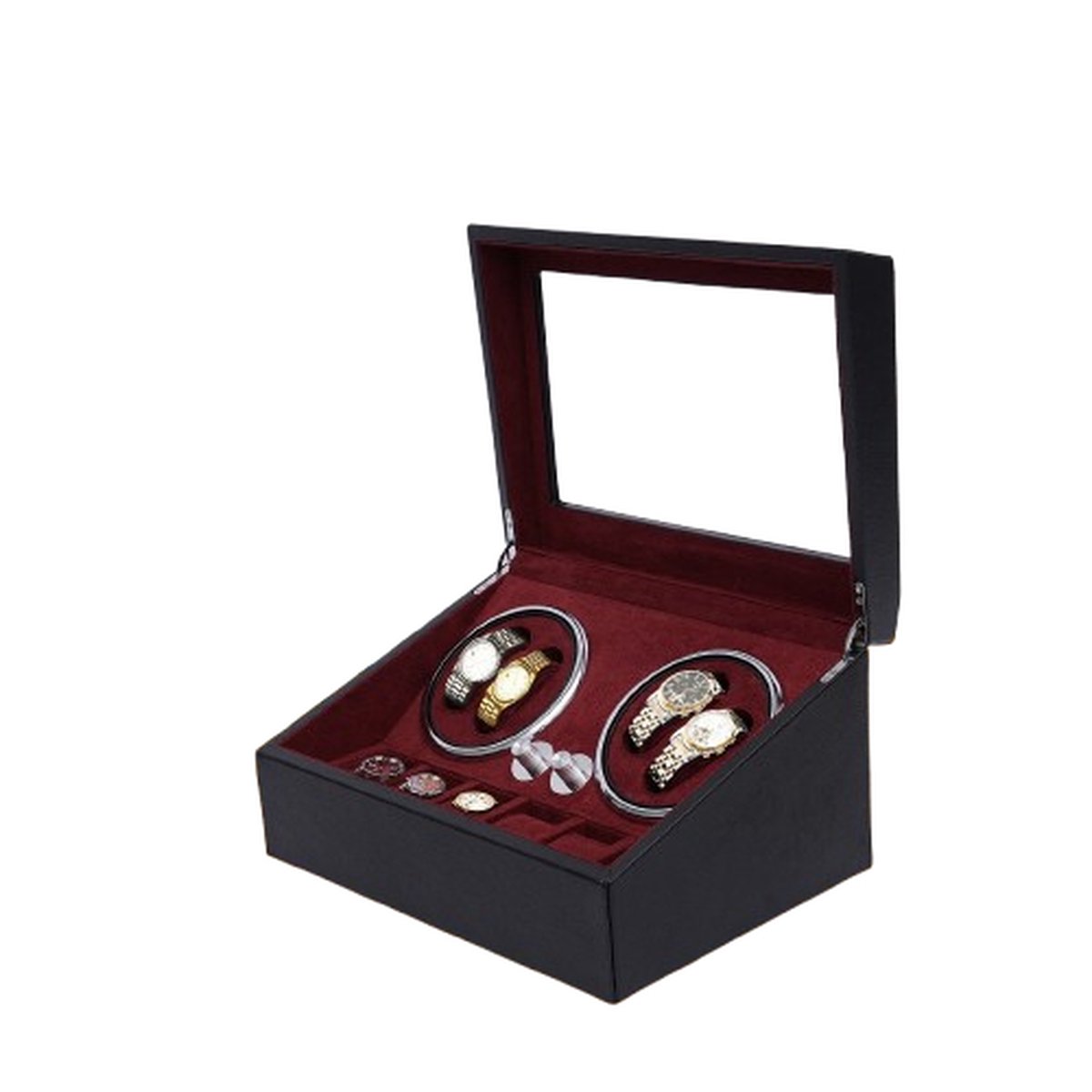 Blyx® - Watchwinder - Horloge Opwinder - Horloge Winder - 6 Horloges - Met LED Verlichting - Zwart