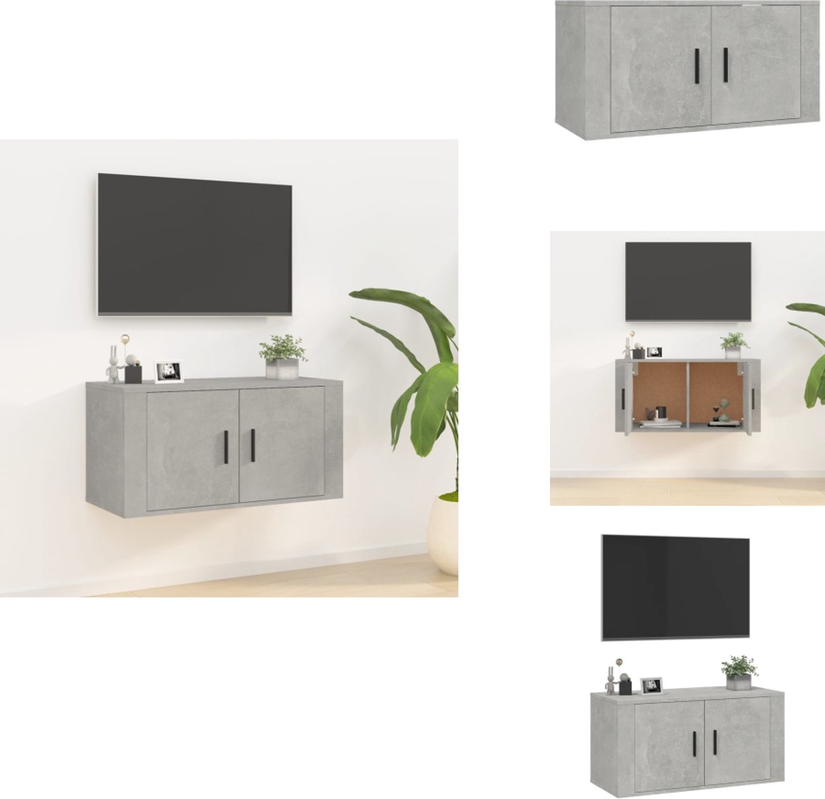 vidaXL Tv-kast - Tv-kasten - Tv-wandmeubel - Televisiekast - Tv-wandmeubel 80x34,5x40 cm betongrijs