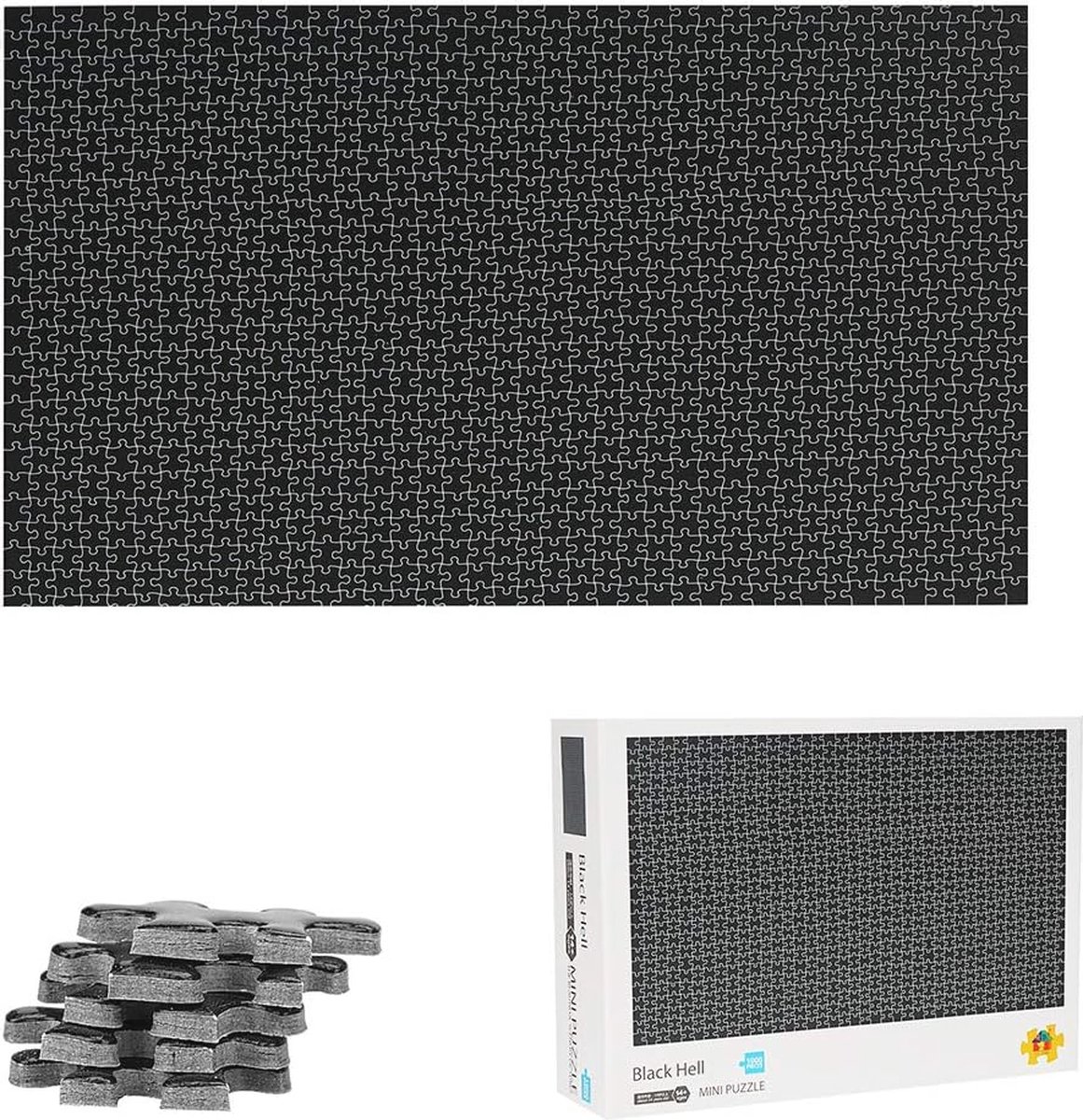 1000 Stukjes Zwarte Puzzel voor Volwassenen en Kinderen  Mini Kartonnen Puzzel van 42x297 cm Familie Puzzel met Minder Druk en Moeilijkheidsgraad