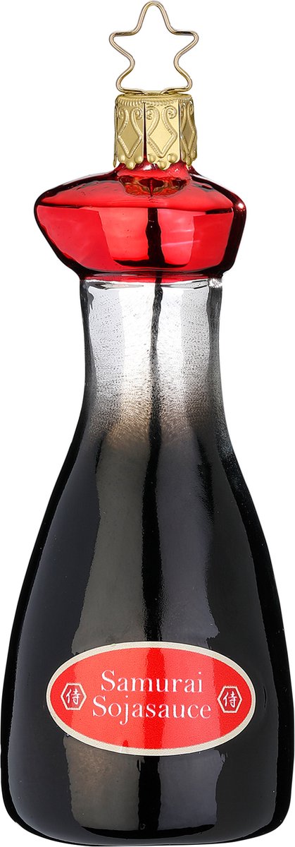 Inge Glas - Kerstornament - Sojasaus Fles - 11cm - Sojasaus Flesje Kerstbal - Glazen Kersthanger